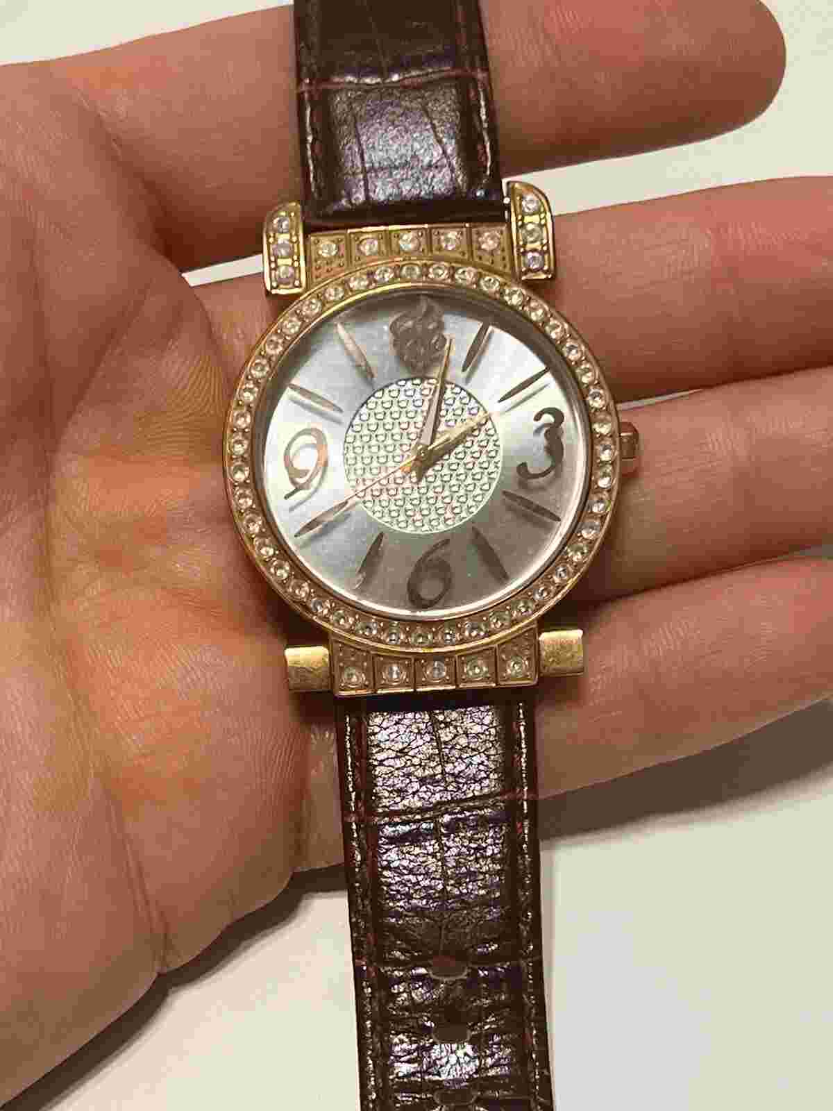 Rocawear Watch rw1003 Gold Rhinestone MocCroc Untested