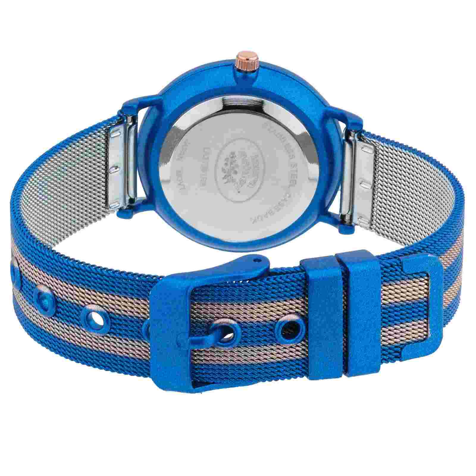 Laura Ashley Ladies Sunray Dial Striped Mesh Band Watch Comes in A Gift Box