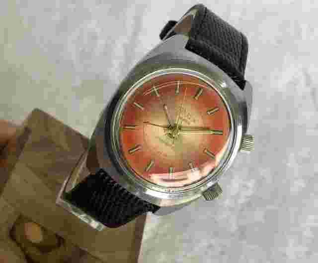 CORNAVIN SHOCKBROOF ALARM 34mm TROPICAL DIAL VINTAGE STAINLESS STEEL MEN WATCH