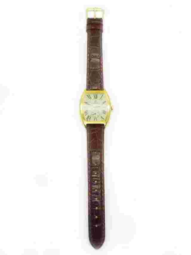 Vicence Milor Italy Ladies Watch Tonneau Barrel Case 14k Gold Brown Leather
