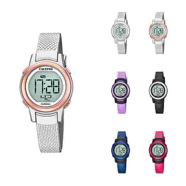 Calypso 29mm Petite Digital Watch for Women / Girls, Alarm Chrono, Light - K5736