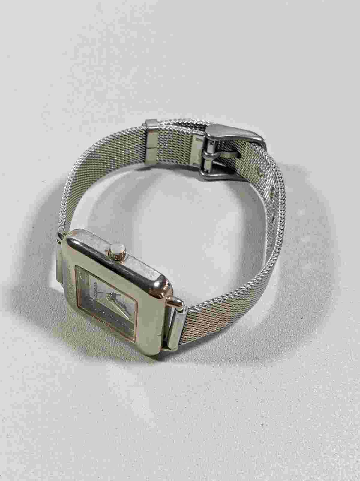 Capezio Silver Tone Square Case 27 mm  Mesh Style Bracelet Band Watch 8 Inch