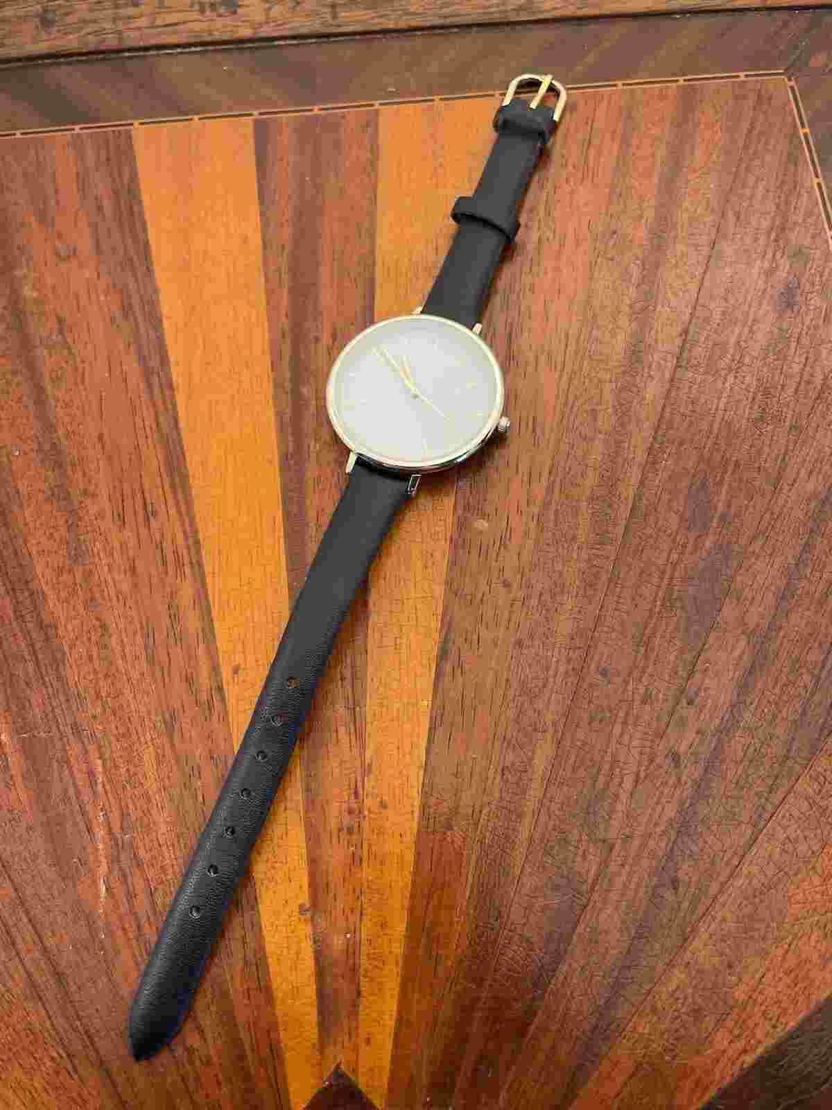 ASOS Men's Quartz Watch White Dial Black Leather Band 37mm - New Battery