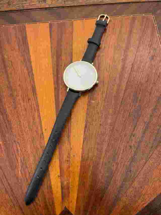 ASOS Men's Quartz Watch White Dial Black Leather Band 37mm - New Battery