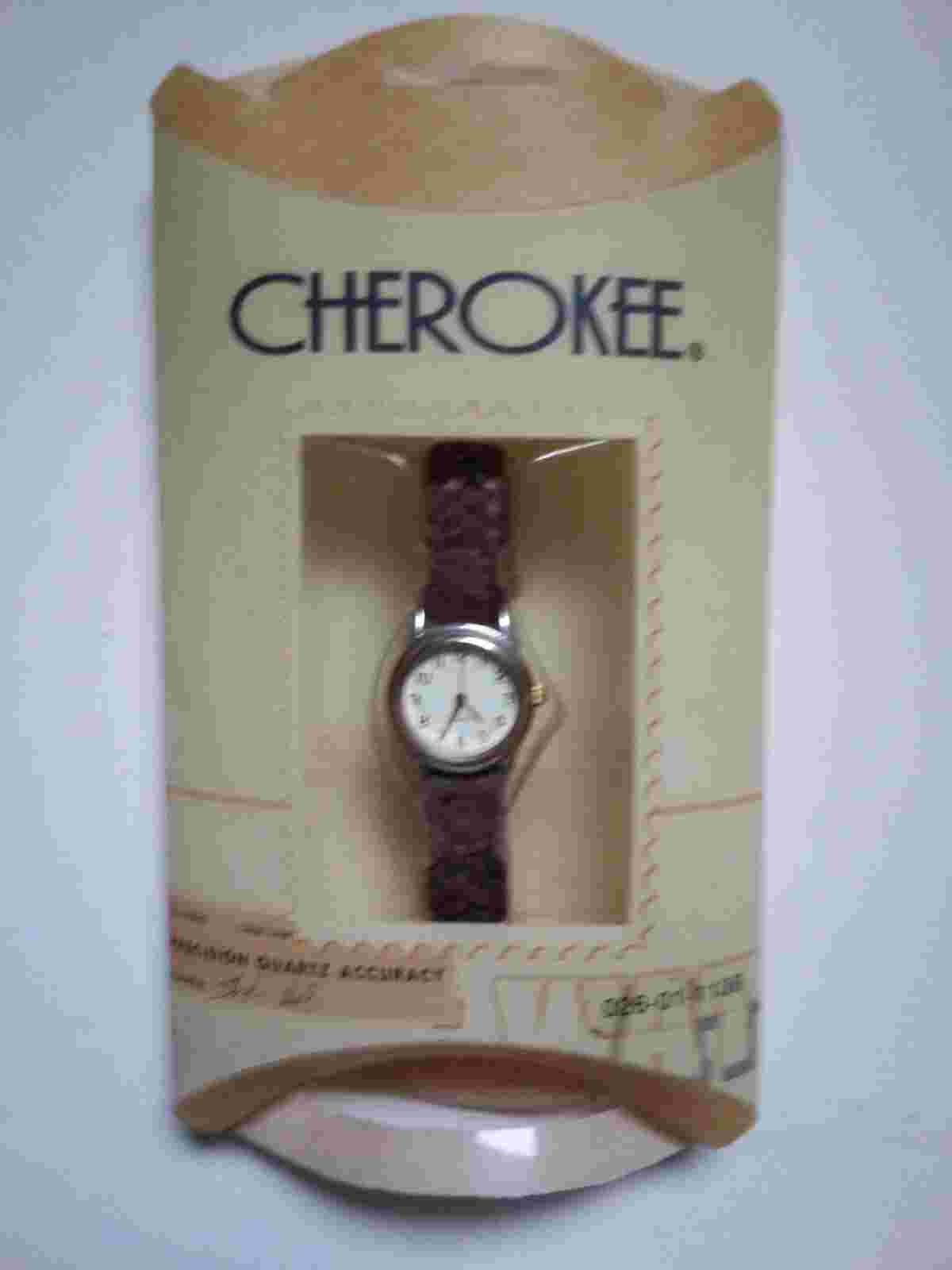 Cherokee Watch with Brown Braided Leather Band For Parts or Repair
