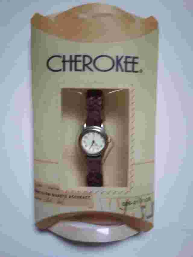 Cherokee Watch with Brown Braided Leather Band For Parts or Repair