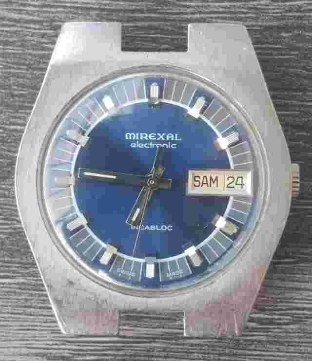 Vintage men's Mirexal electro-mechanical quartz watch ETA ESA 9157
