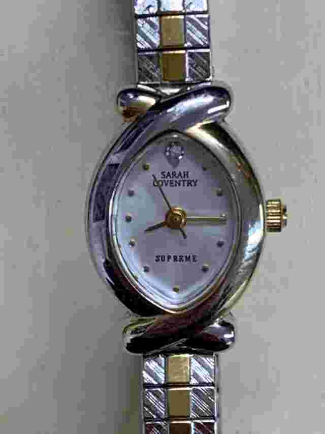 VTG. SARAH COVENTRY SUPREME SILVER & GOLD TONE QUARTZ WATCH *Untested*
