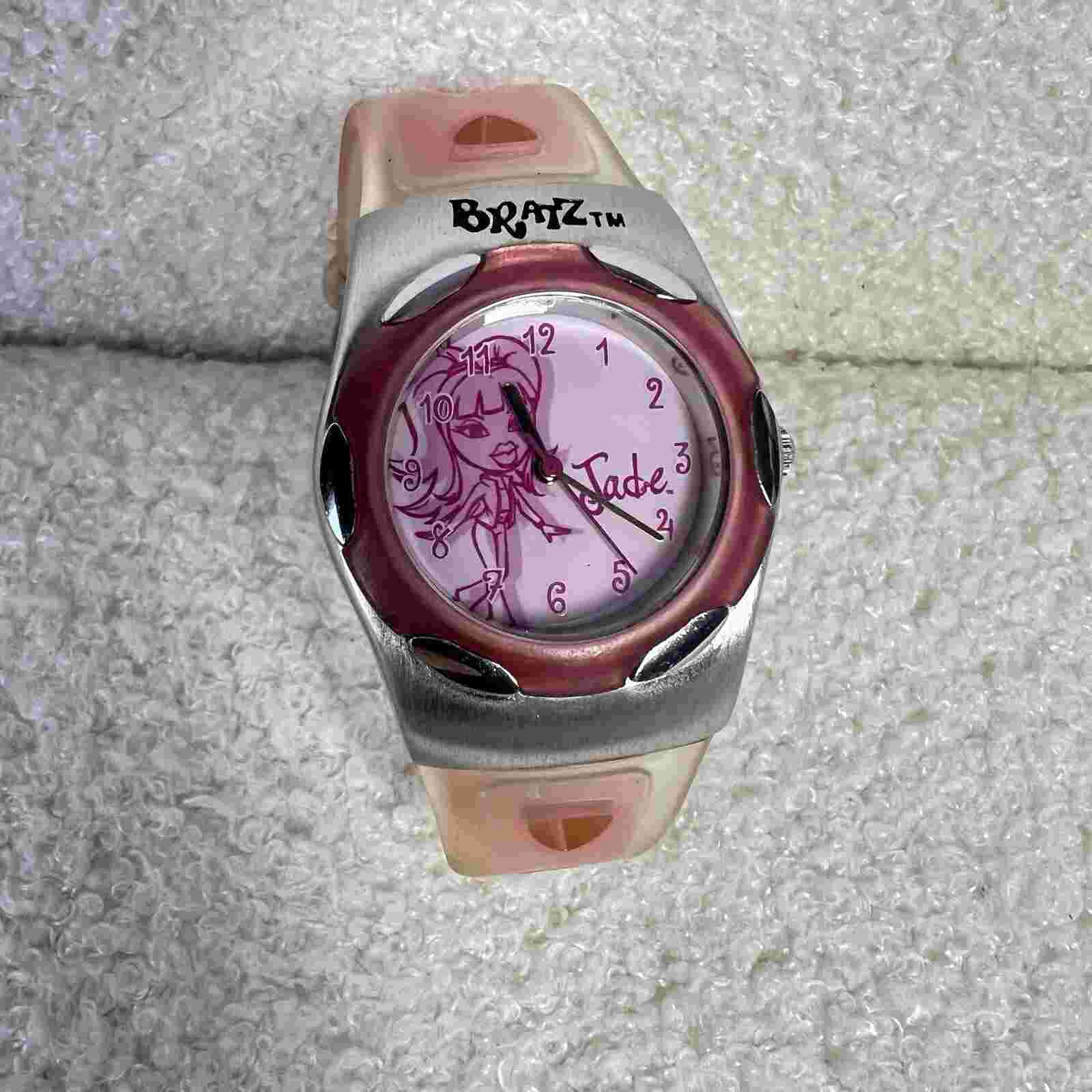 Vintage 2004 Bratz Dolls Jade Stainless Steel Watch Pink Strap Caseback