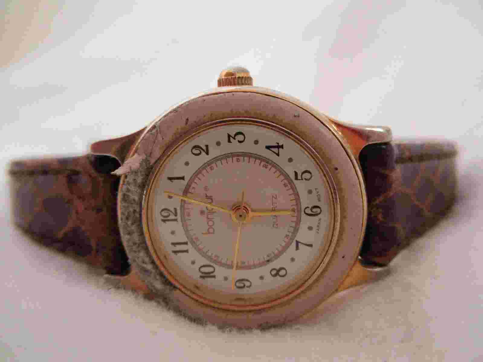 Bonjour Brown & Gold Toned Wristwatch w/ Adjustable Band