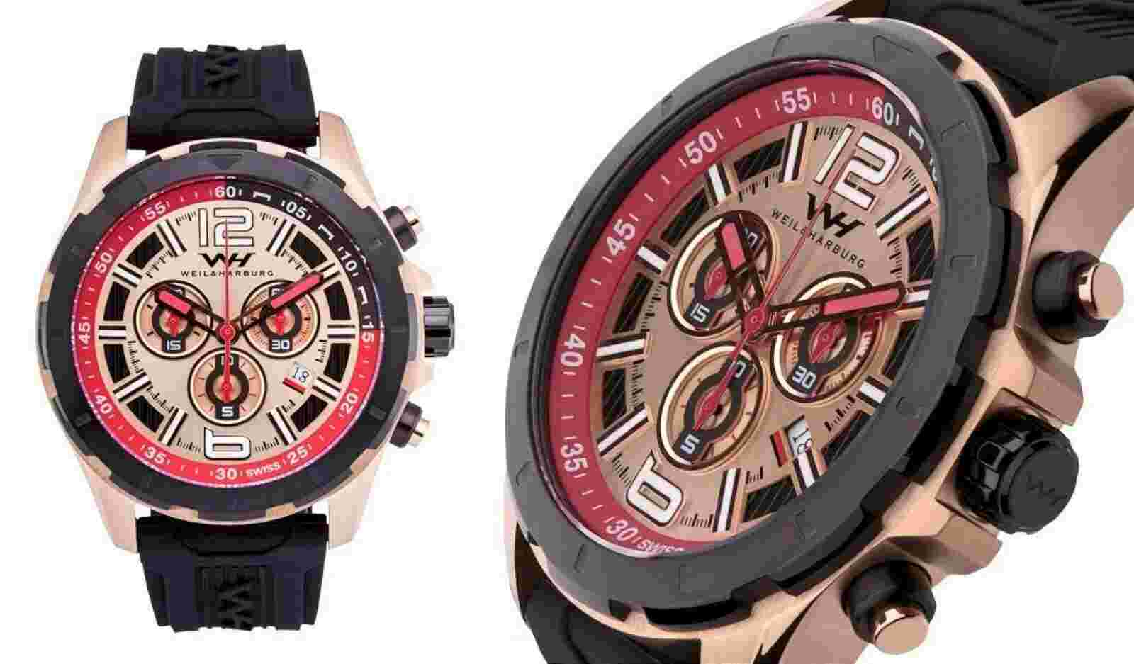 Weil & Harburg 14144 Men Thornton Kodiac Chrono Black Dail Steel Watch