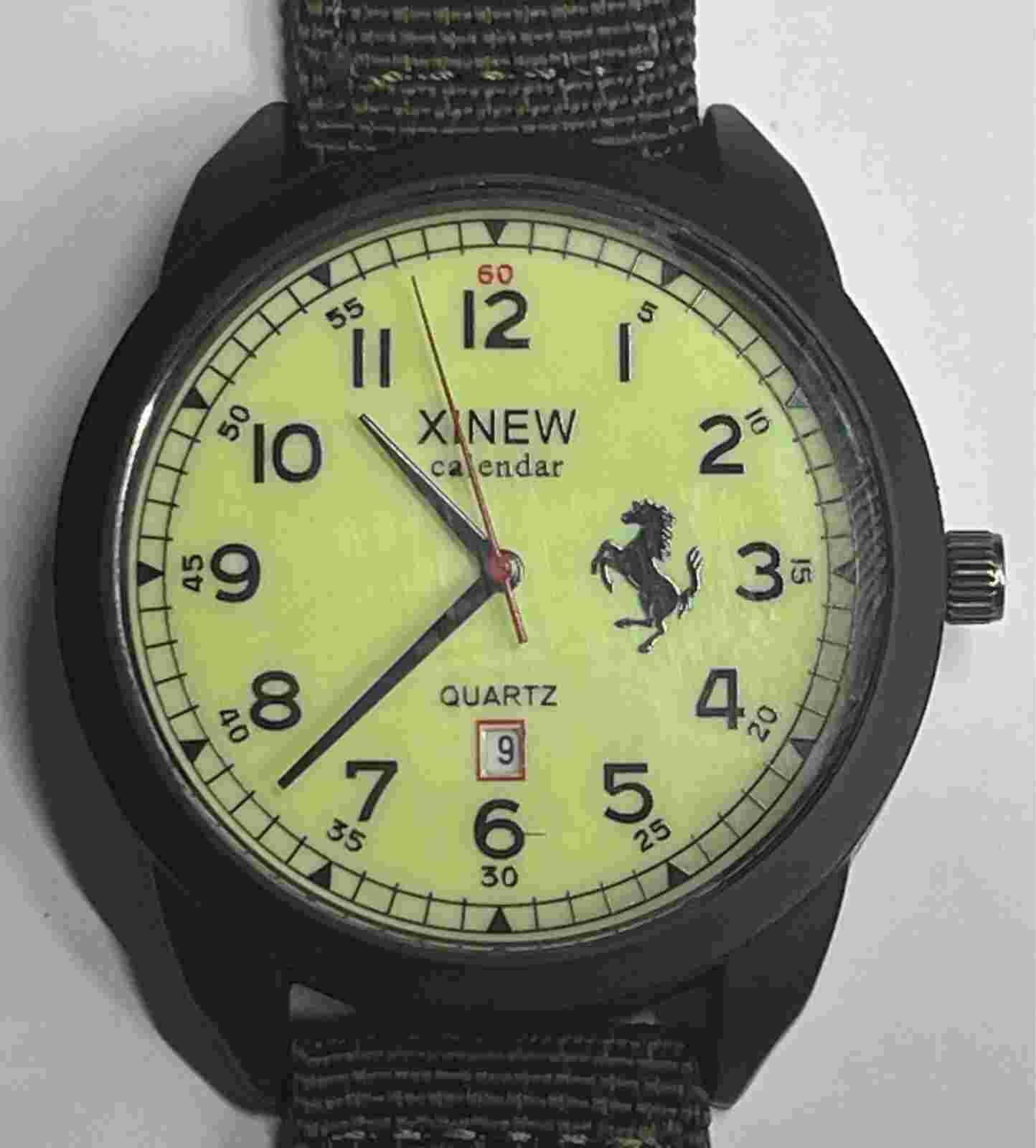 Men's Military Luminous Analog Quartz Auto Date Watch Green Nylon Strap Sport