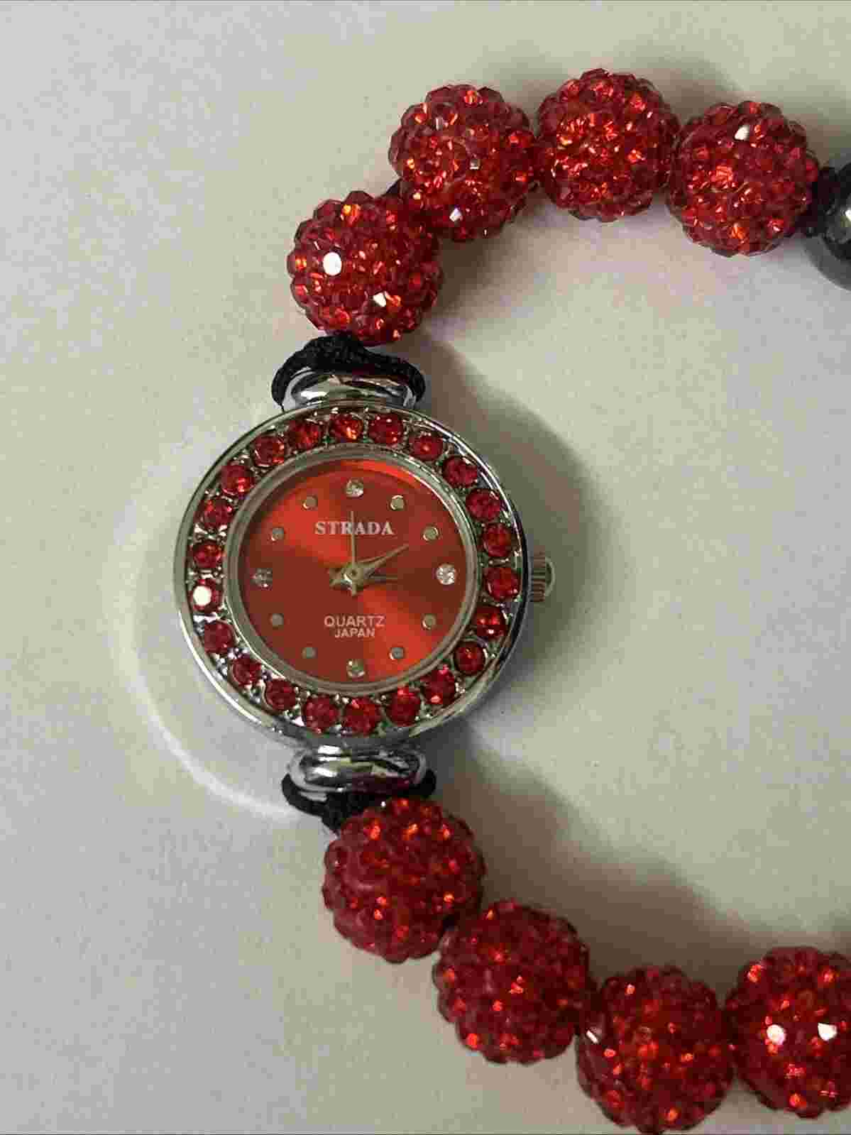 Womens Strada Red/Black Beads Watch