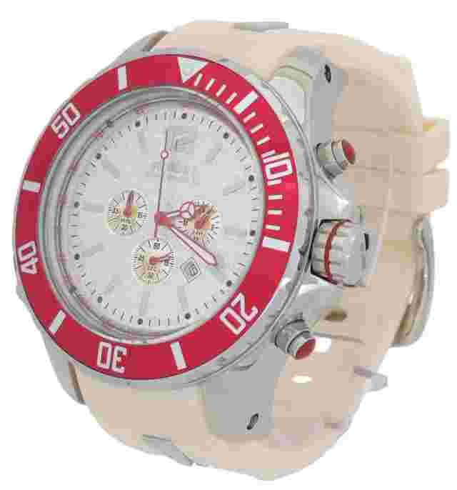 Kyboe! Men's Watch Giant 55MM Stainless Steel Case Chrono Beige Band Backlight