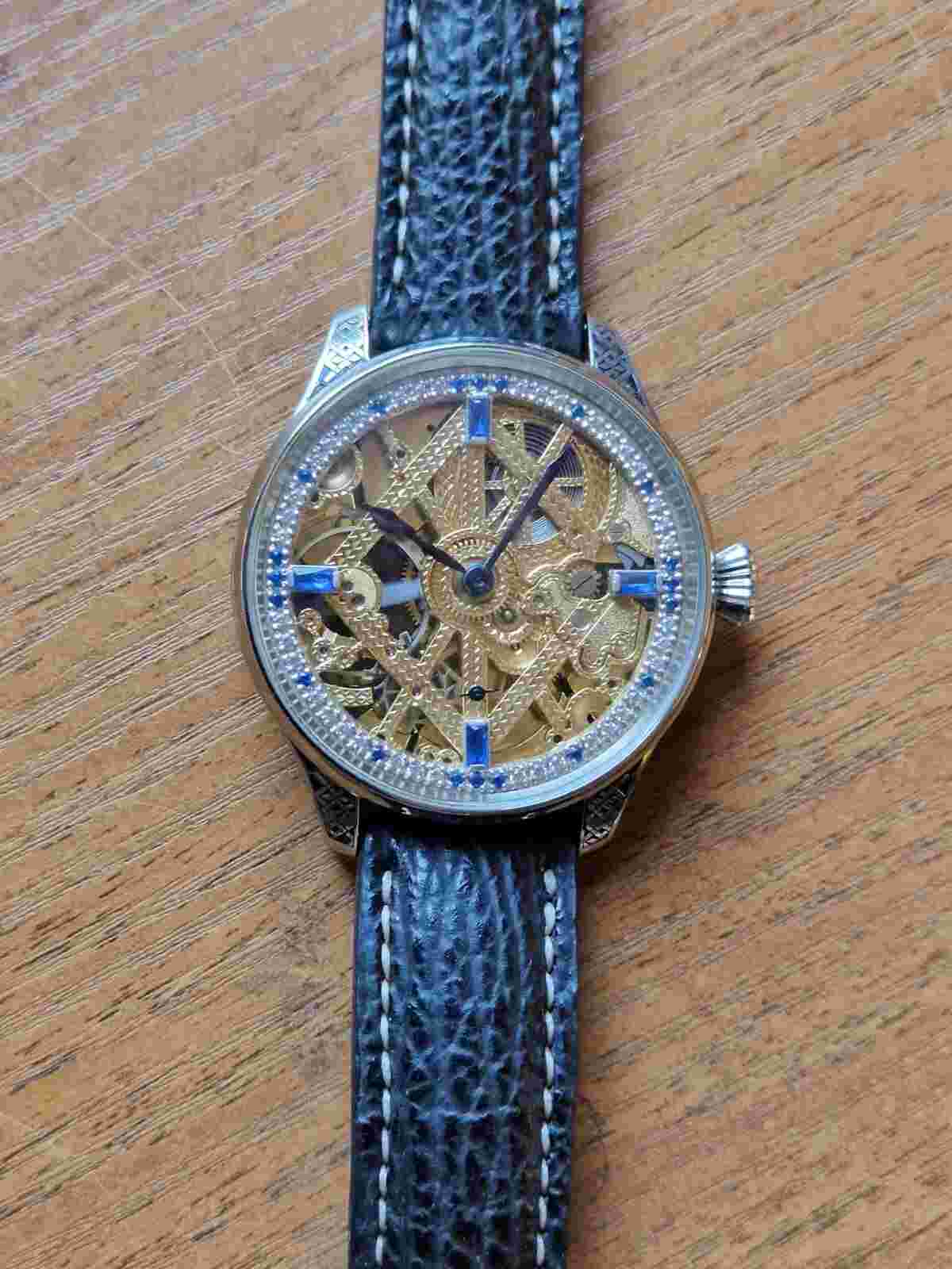 Vintage men's watch Swiss skeleton watch Mechanical  Wristwatch