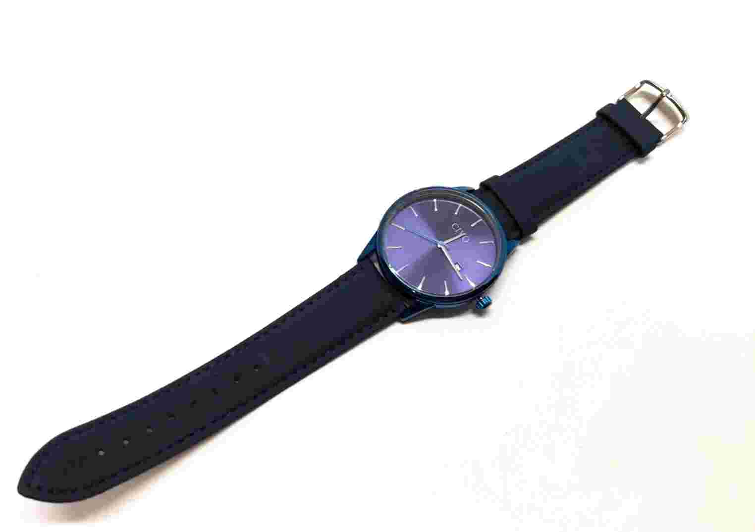 CIVO Wrist Watch Quartz Movement Leather Band Mens Blue Minimalist
