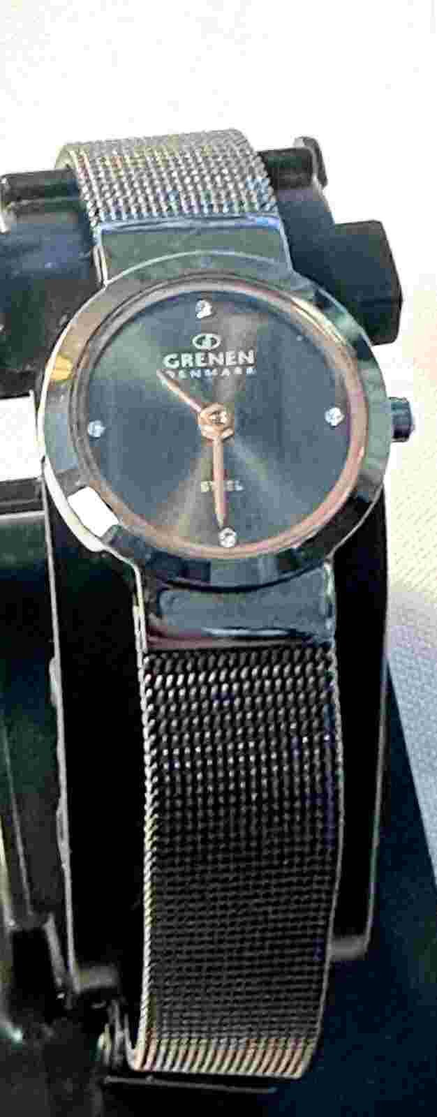 Grenen Denmark Black Mesh Watch M-29xdddr New Battery