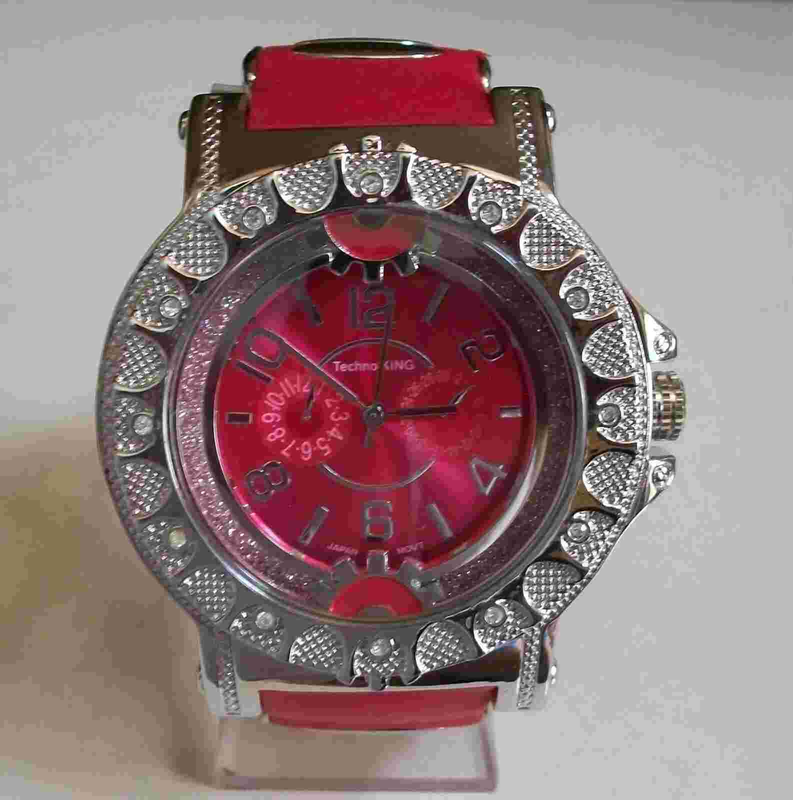 Men's Red & Silver Finish Silicone Band Fashion Dressy Casual Watch
