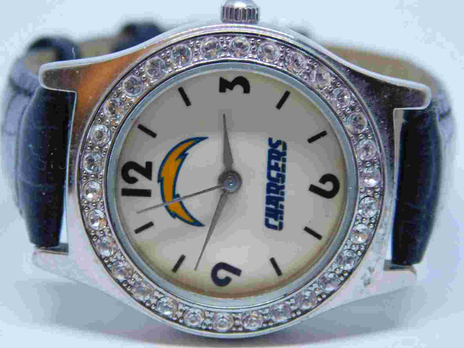 NFL Chargers Genuine Leather Quartz Analog Women's Watch New Battery