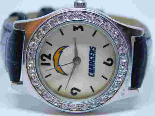 NFL Chargers Genuine Leather Quartz Analog Women's Watch New Battery