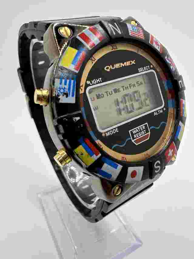 Men’s Vintage 90’s Quemex Digital Chronograph New Battery Y2k