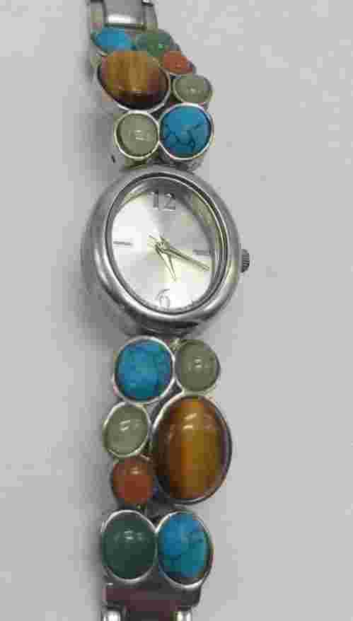 Vintage FMD FMDT167 Natural Stone Quartz Analog Women's Watch Sz 8" New Battery!
