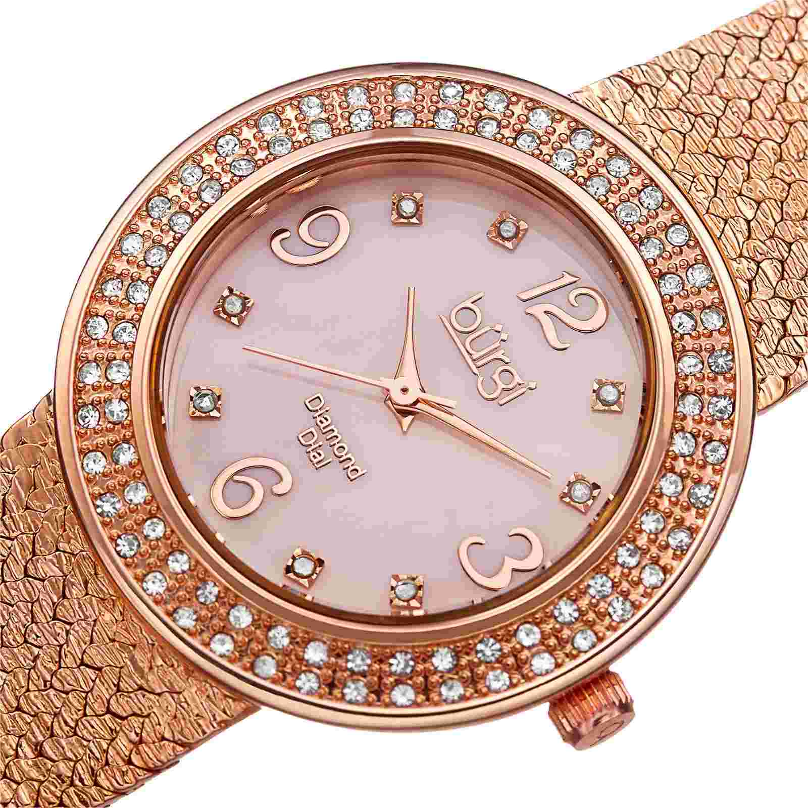 Burgi Women's BUR097RG Analog Display Swiss Quartz Rose Gold Watch