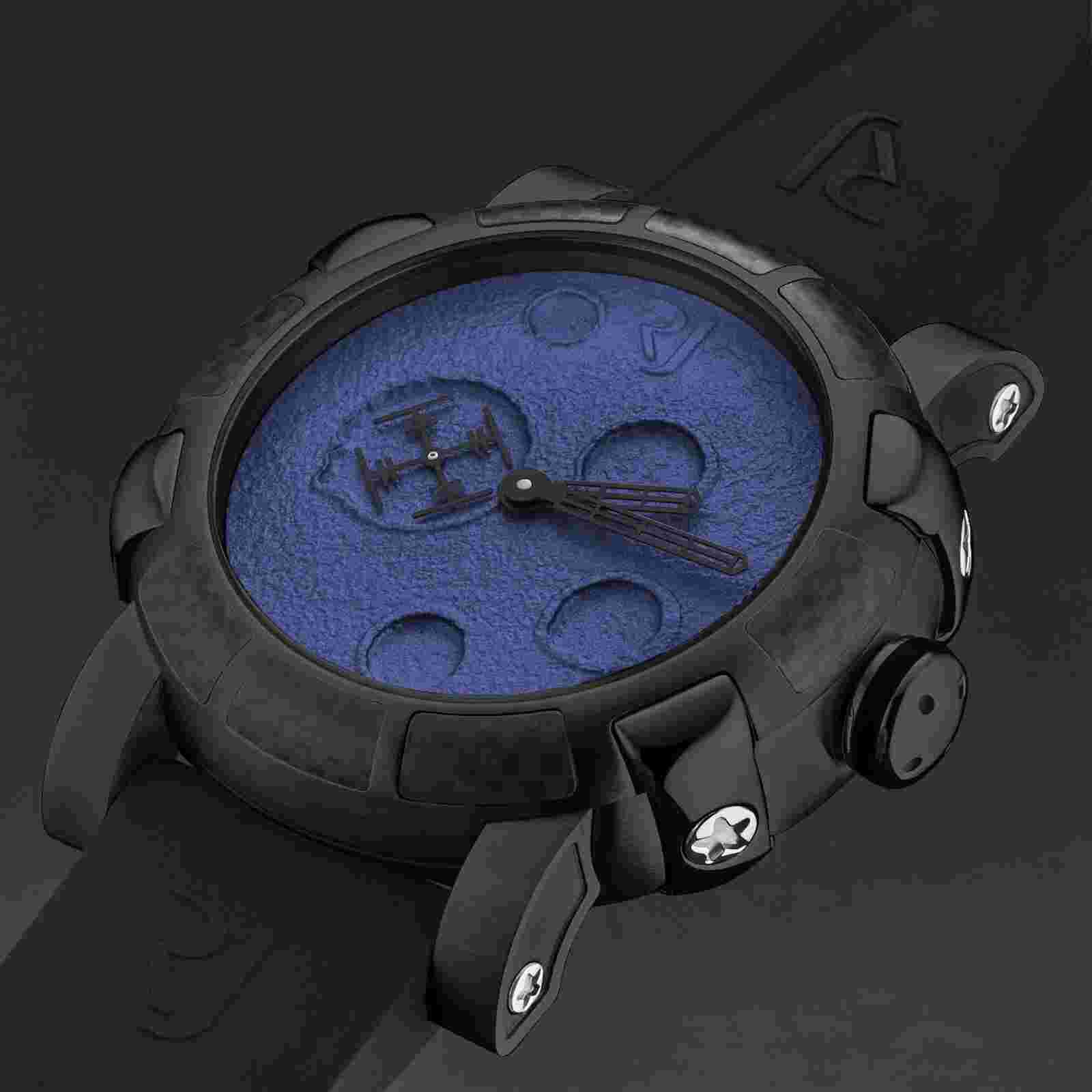 Romain Jerome Mens 'Moon Dust' Blue Dial Black Strap Automatic RJ.MD.AU.501.20