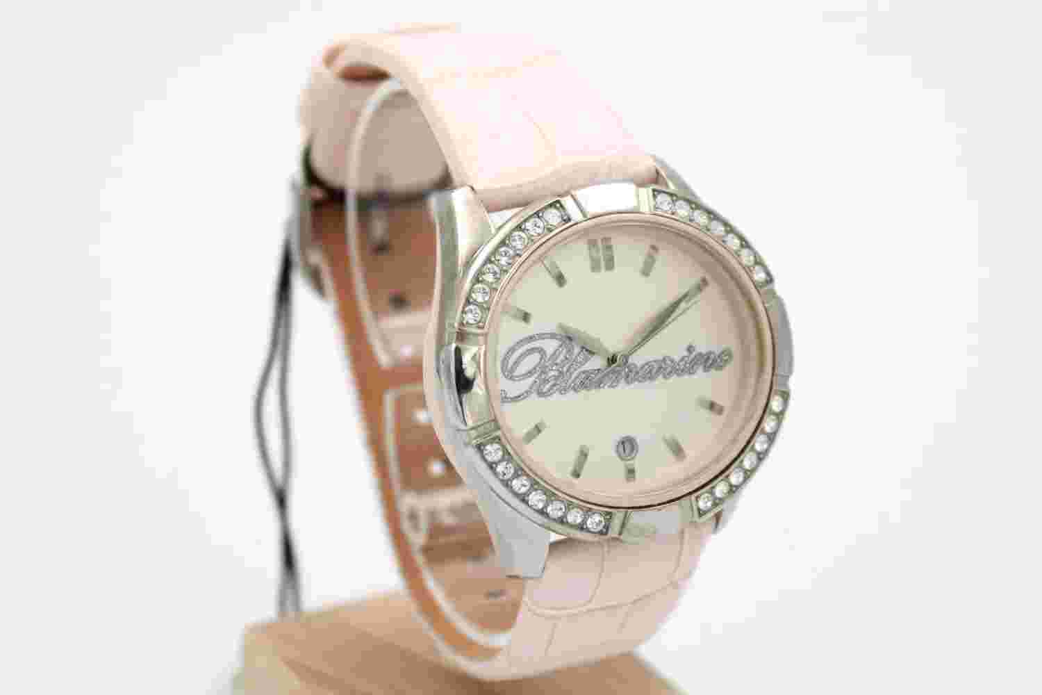 Blumarine Watch Leather Strap Crocodile Print Pink Fashion Promo Outlet