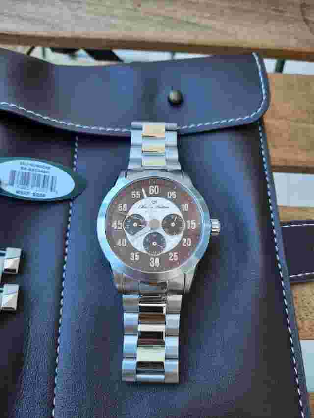 Charles Hutton Crewe Oxblood Red Rose Gold Accents VH63 Multifunction Quartz SS