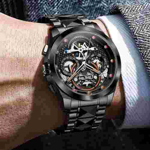 OLEVS Watch Men's luxury mechanical skeleton g3249