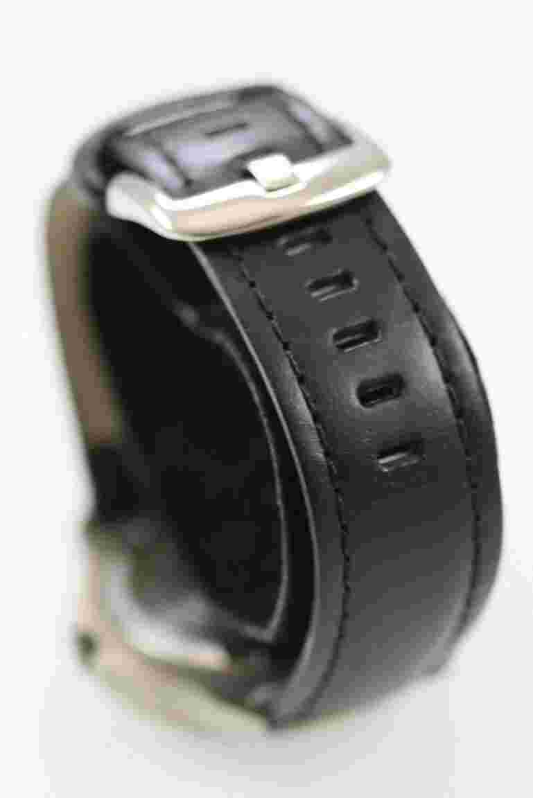 Sierra Club Men Watch Silver Stainless St 30m Black Leather Day Date Blue Quartz