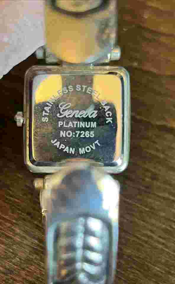 GENEVA PLATINUM Ladies Watch Silver Scroll ~ New Battery Hinged Cuff  6” Wrists
