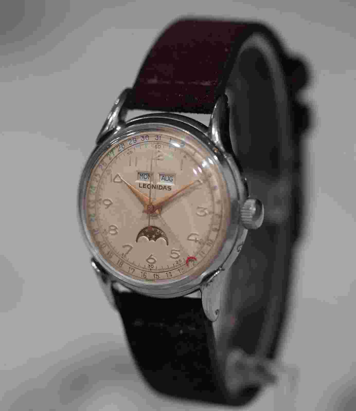 Vintage Leonidas (Pre Heuer) Triple Date Moon Phase Swiss Watch (FULLY SERVICED)