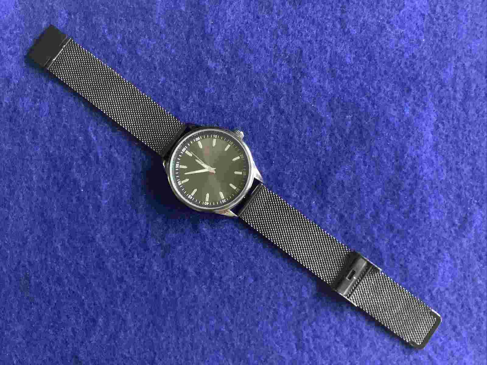 Vintage FMD Men Japan Movt Classic Brown Mesh Steel Band Analog Quartz Watch