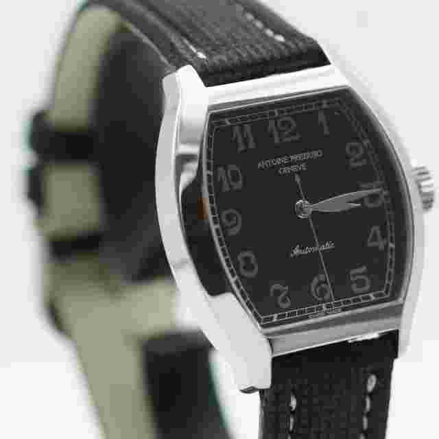 ANTOINE PREZIUSO AUTOMATIC MENS WATCH 34MM STEEL VINTAGE WITH LEATHER BAND RARE