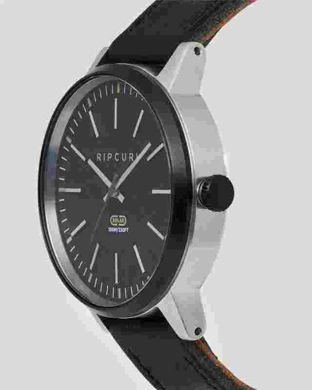 Rip Curl Mens DRAKE SOLAR LEATHER Waterproof SURF WATCH New - A3318 Black