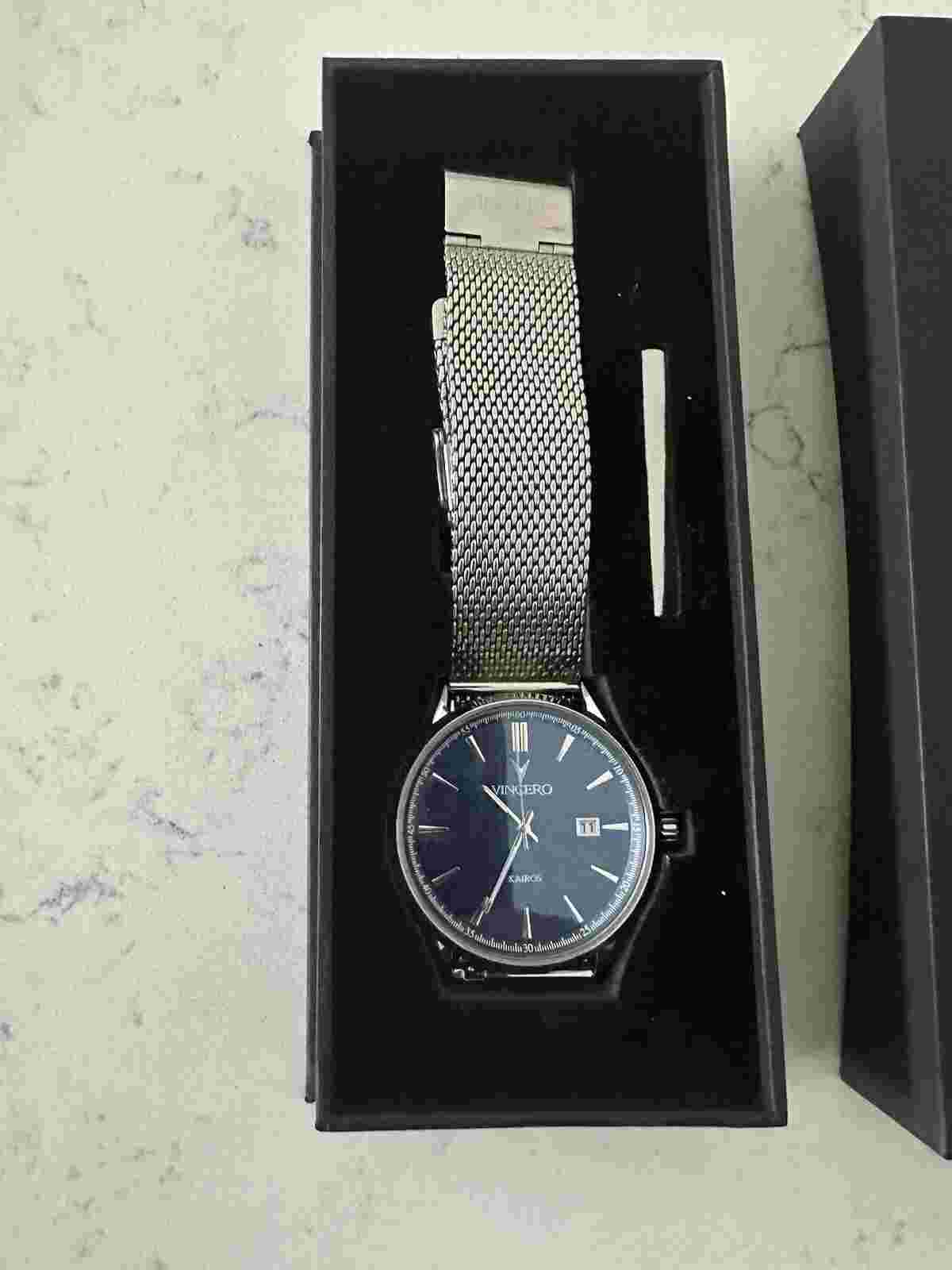 Vincero Luxury Men's Wrist Kairos Series  Watch Chrono S Silver Blue Díal