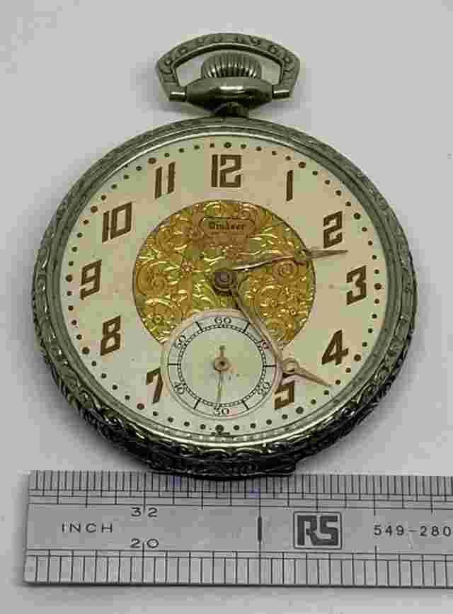 WINDSOR SWISS POCKET WATCH Needs a Service / Does Not Run 6 Jewels 2 Adjustments
