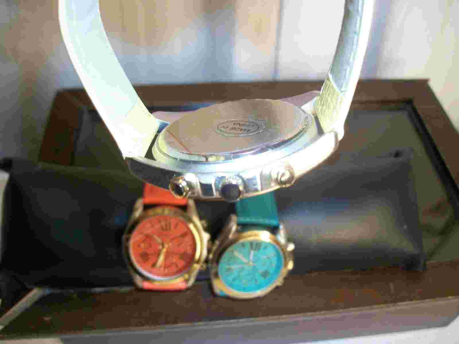 3 Geneva Platinum Watches Gold Tone, Leather Band, Womens, Tested, NEW