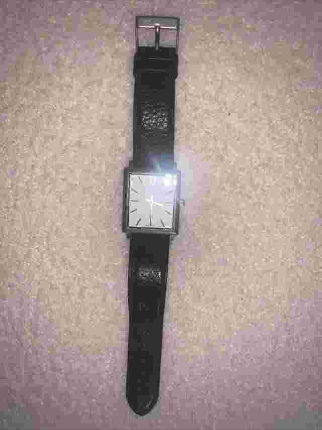 LARSSON & JENNINGS Norse black leather watch rectangle square face