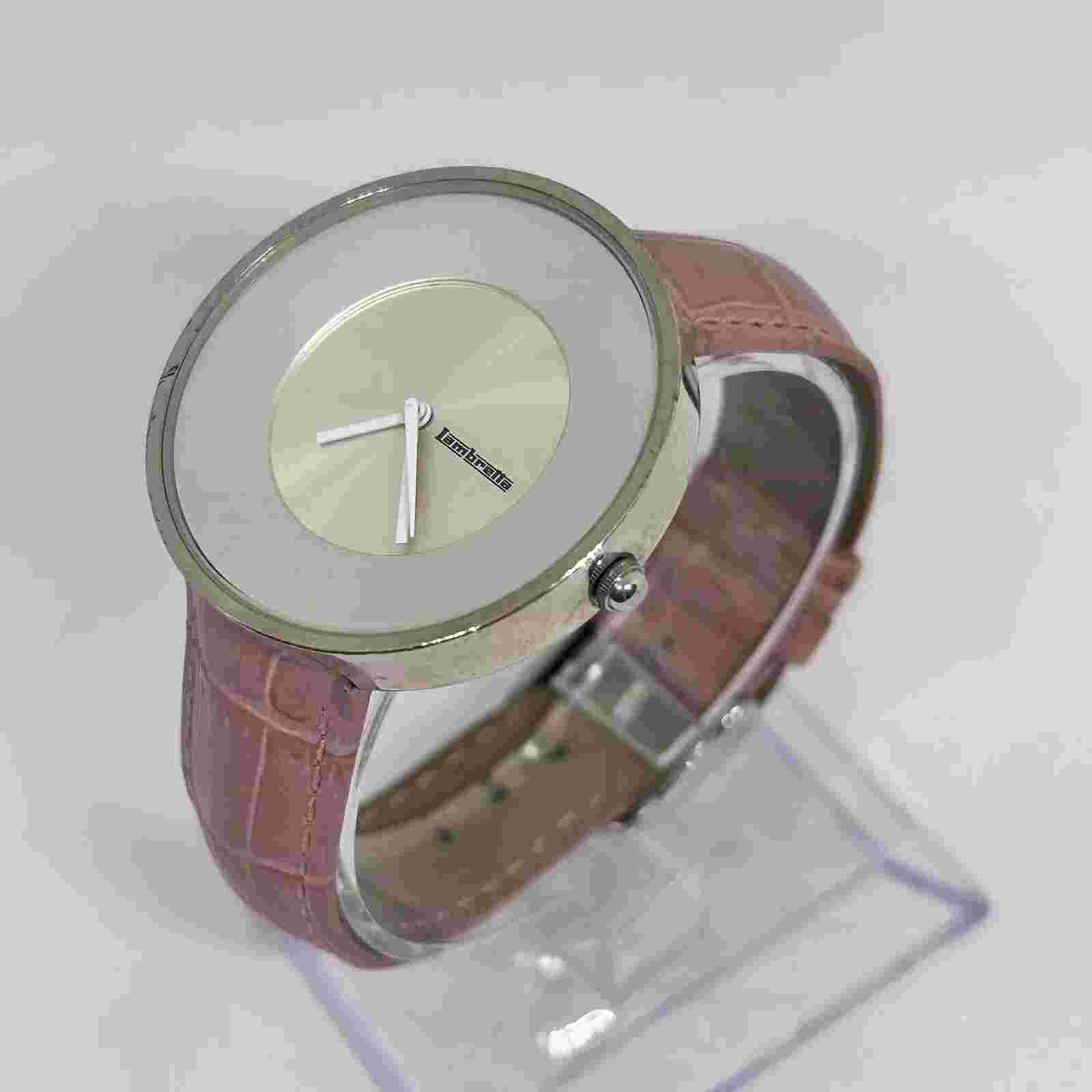 Lambretta Vintage Silver Tone Pink Leather Band Minimalist Watch New Battery