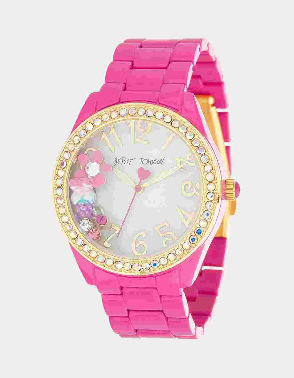 BEAUTIFUL BETSEY TIME FLOATING FLOWERS WATCH PINK BNWT O/BOX