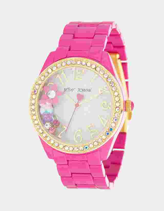 BEAUTIFUL BETSEY TIME FLOATING FLOWERS WATCH PINK BNWT O/BOX
