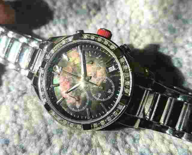 Women's REDLINE Chronograph Watch, Black Mother of Pearl, Diamonds, NEW Battery