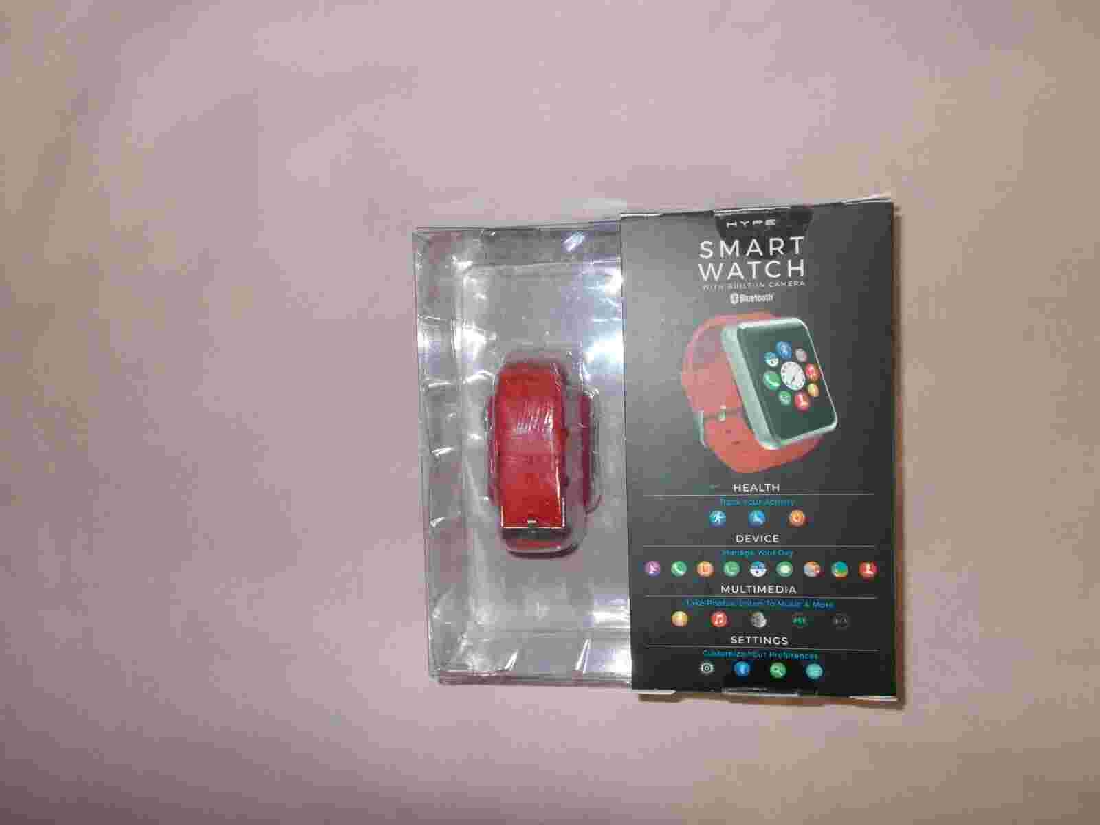 Brand New Red Hype Smart Watch Built In Camera Text Music Calls Steps Age 8+
