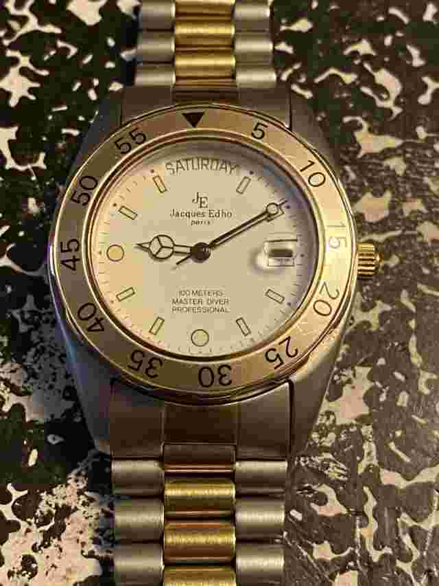 Vintage Jacques EdHo 100m Master Diver S. Steel 18k Gold Plated Men’s Watch