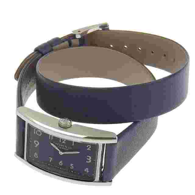 TIFFANY&Co. East West Watches grayDial Stainless Steel/Embossed Leather Qu...