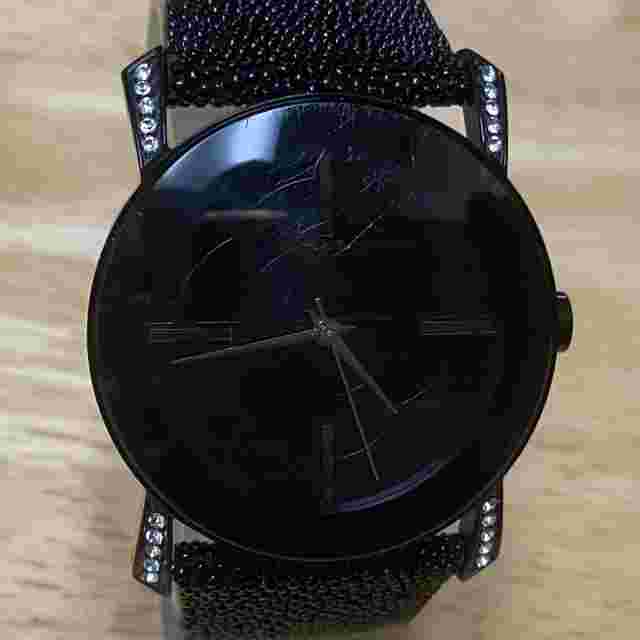 Blumarine Vera Pelle Leather 30m All Black Steel Analog Quartz Watch~New Battery
