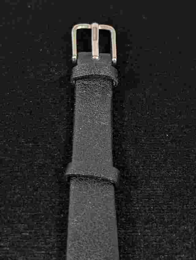 IBSO Black Dial Round Gold Tone Case Black Faux Leather Band Watch 7.5 Inch